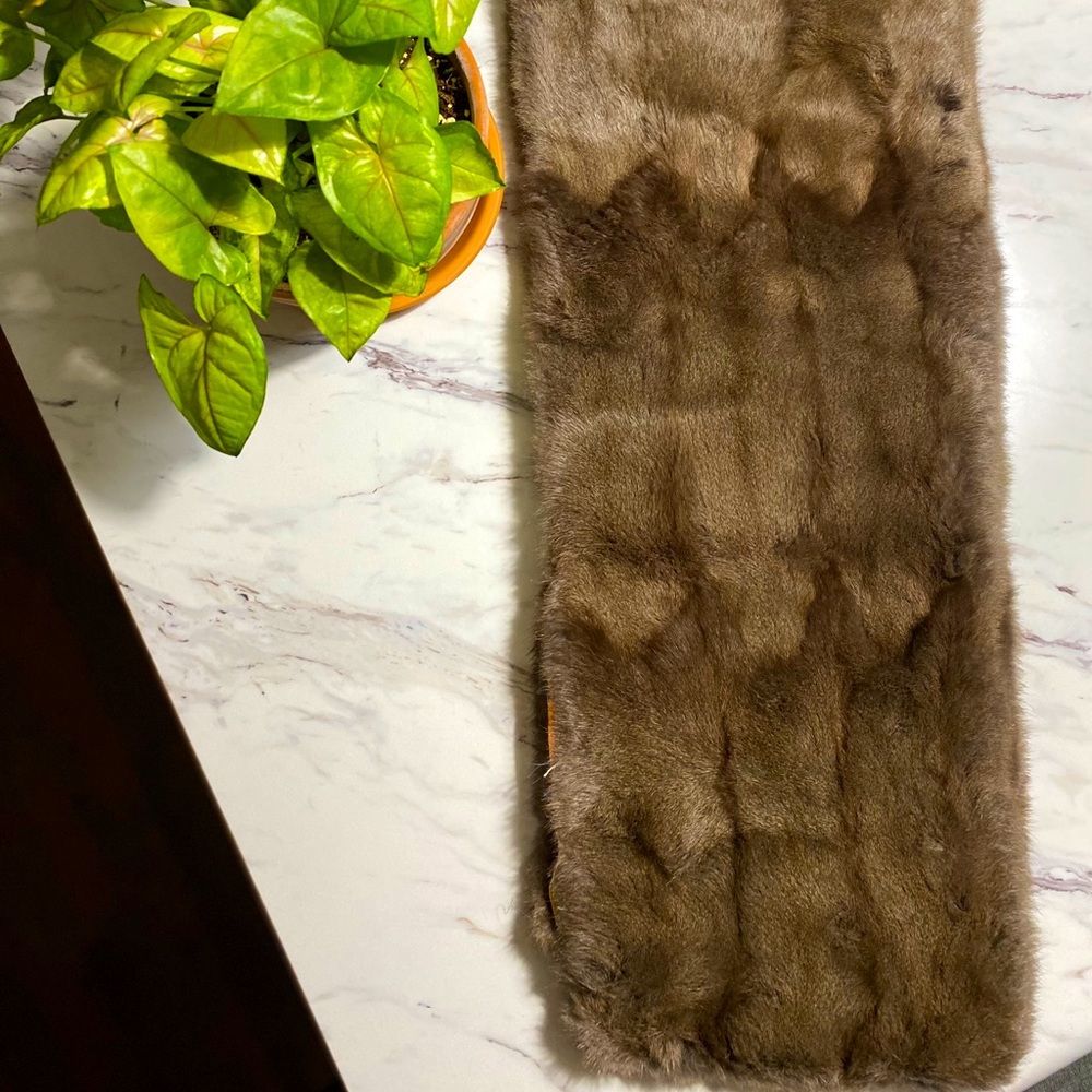 Mink fur stole with rose gold lining